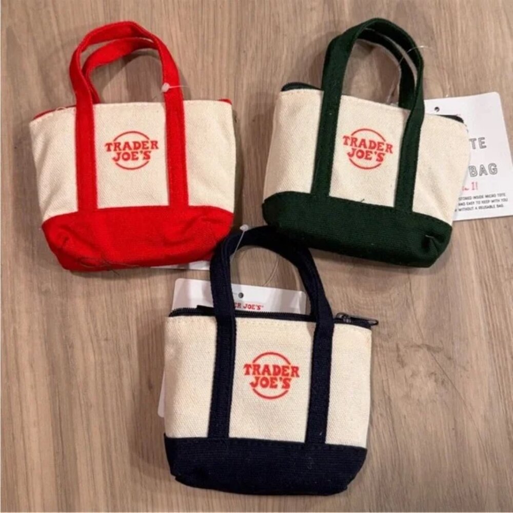 New Trader Joe's canvas micro tote with grocery b… - image 3
